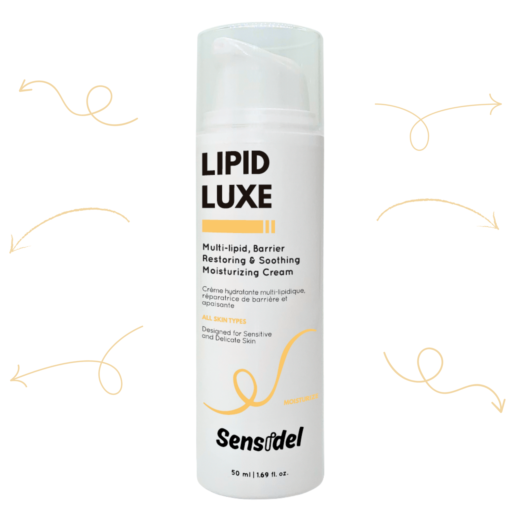 Lipid Luxe cream bottle by Sensidel on a white background